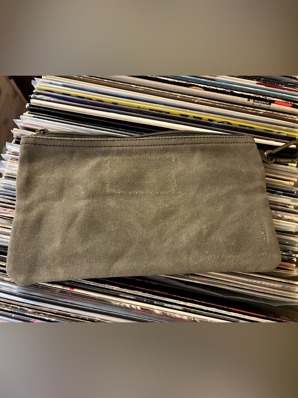 Olive Canvas Zip Pouch - Minimalist Carry
